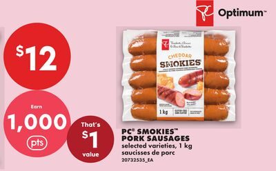 PC® SMOKIES™ PORK SAUSAGES from No Frills