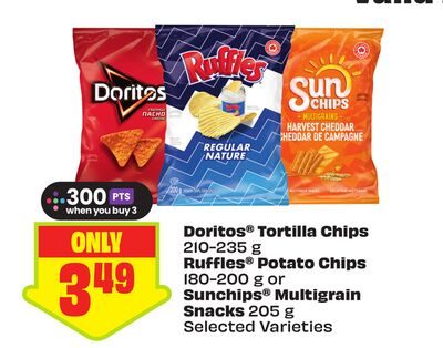 Doritos® Tortilla Chips Ruffles® Potato Chips or Sunchips® Multigrain Snacks Selected Varieties from FreshCo
