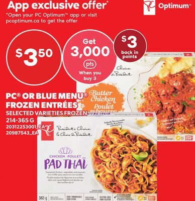 PC® OR BLUE MENU® FROZEN ENTRÉES from Your Independent Grocer