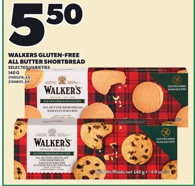WALKERS GLUTEN-FREE ALL BUTTER SHORTBREAD from Loblaws City Market