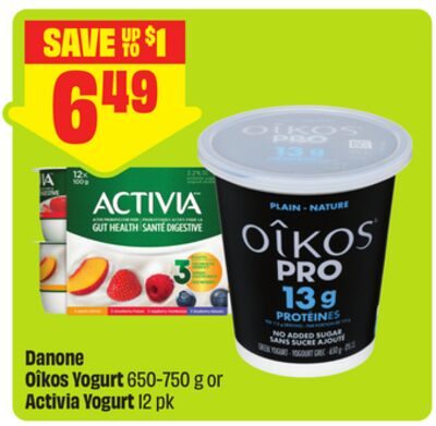Danone Oîkos Yogurt or Activia Yogurt i2 pk from FreshCo
