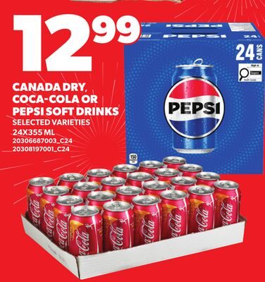 CANADA DRY, COCA-COLA OR PEPSI SOFT DRINKS, 24X355 ML from Your Independent Grocer
