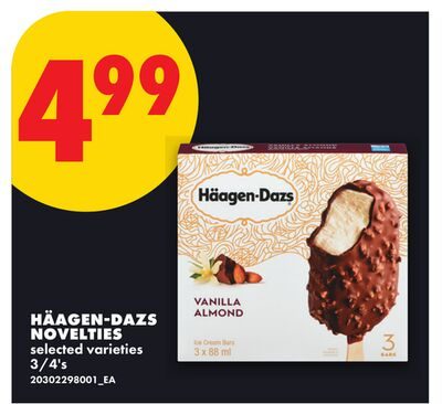 HÄAGEN-DAZS NOVELTIES, 3/4'S from No Frills