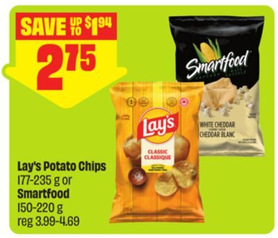 Lay's Potato Chips or Smartfood from FreshCo