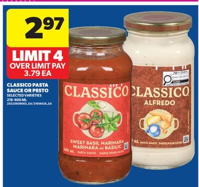 CLASSICO PASTA SAUCE OR PESTO from Real Canadian Superstore