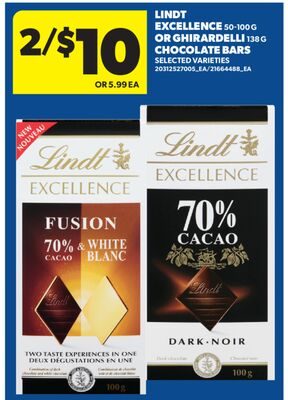 LINDT EXCELLENCE OR GHIRARDELLI CHOCOLATE BARS from Real Canadian Superstore