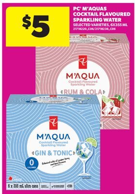 PC® M'AQUAS COCKTAIL FLAVOURED SPARKLING WATER, 6X355 ML from Real Canadian Superstore