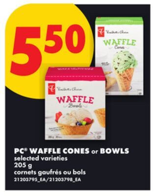 PC® WAFFLE CONES or BOWLS from No Frills