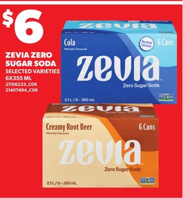 ZEVIA ZERO SUGAR SODA, 6X355 ML from Your Independent Grocer