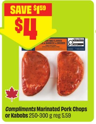 Compliments Marinated Pork Chops or Kabobs from FreshCo