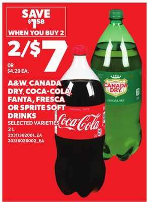 A&W, CANADA DRY, COCA-COL FANTA, FRESCA OR SPRITE SOFT DRINKS from Loblaws City Market
