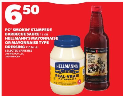 PC® SMOKIN' STAMPEDE BARBECUE SAUCE OR HELLMANN'S MAYONNAISE OR MAYONNAISE TYPE DRESSING from Your Independent Grocer