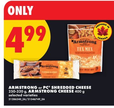 ARMSTRONG OR PC® SHREDDED CHEESE, , ARMSTRONG CHEESE from No Frills