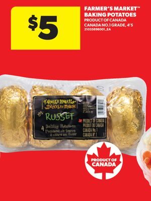 FARMER'S MARKET™ BAKING POTATOES, 4'S from Real Canadian Superstore