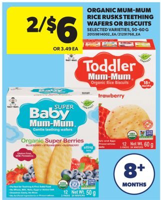 ORGANIC MUM-MUM RICE RUSKS TEETHING WAFERS OR BISCUITS from Real Canadian Superstore