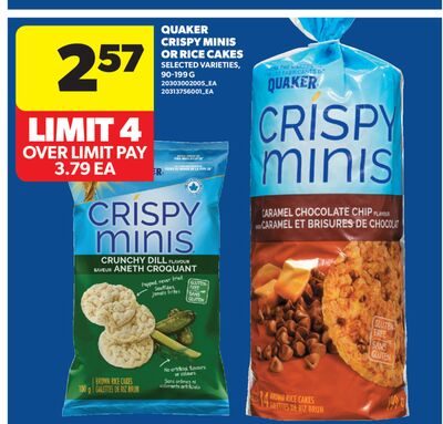 QUAKER CRISPY MINIS OR RICE CAKES from Real Canadian Superstore