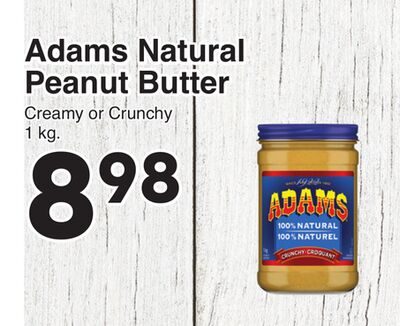 Adams Natural Peanut Butter from AG Foods