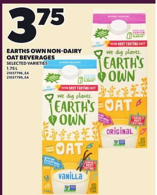 EARTHS OWN NON-DAIRY OAT BEVERAGES from Zehrs