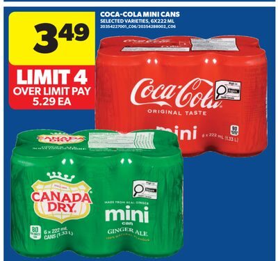 COCA-COLA MINI CANS, 6X222 ML from Real Canadian Superstore