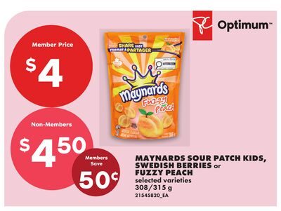 MAYNARDS SOUR PATCH KIDS, SWEDISH BERRIES or FUZZY PEACH from No Frills