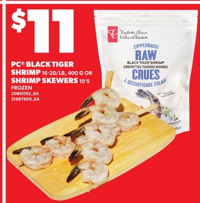 PC® BLACK TIGER SHRIMP, 16-, OR SHRIMP SKEWERS 10'S from Loblaws City Market