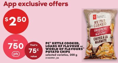 PC® KETTLE COOKED, LOADS OF FLAVOUR OR WORLD OF FLAVOURS™ POTATO CHIPS from No Frills