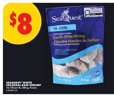 SEAQUEST® WHITE COLOSSAL RAW SHRIMP, 16/20 PER LB from No Frills