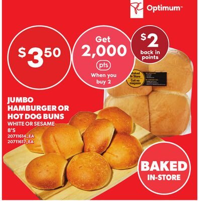 JUMBO HAMBURGER OR HOT DOG BUNS, 8'S from Your Independent Grocer