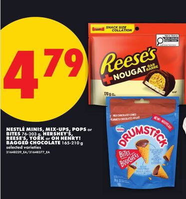 NESTLÉ MINIS, MIX-UPS, POPS OR BITES, , HERSHEY'S, REESE'S, YORK OR OH HENRY! BAGGED CHOCOLATE from No Frills
