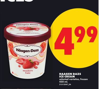 HAAGEN DAZS ICE CREAM, ML from No Frills