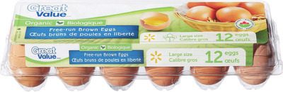 Organic free-run large brown eggs from Walmart Canada