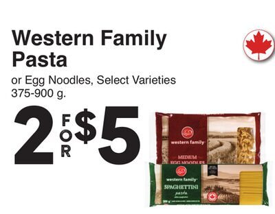Western Family Pasta or Egg Noodles from AG Foods