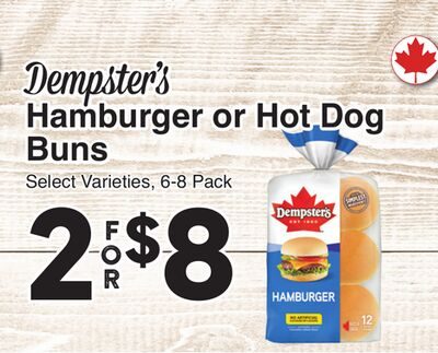 Dempster's Hamburger or Hot Dog Buns from AG Foods