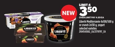 LIBERTÉ MEDITERRANÉE 4X100/ OR CRUNCH 2X130 G, YOGURT from Real Canadian Superstore