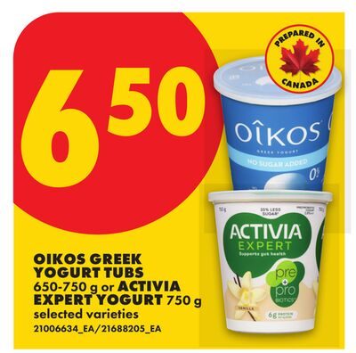 OIKOS GREEK YOGURT TUBS, OR ACTIVIA EXPERT YOGURT from No Frills